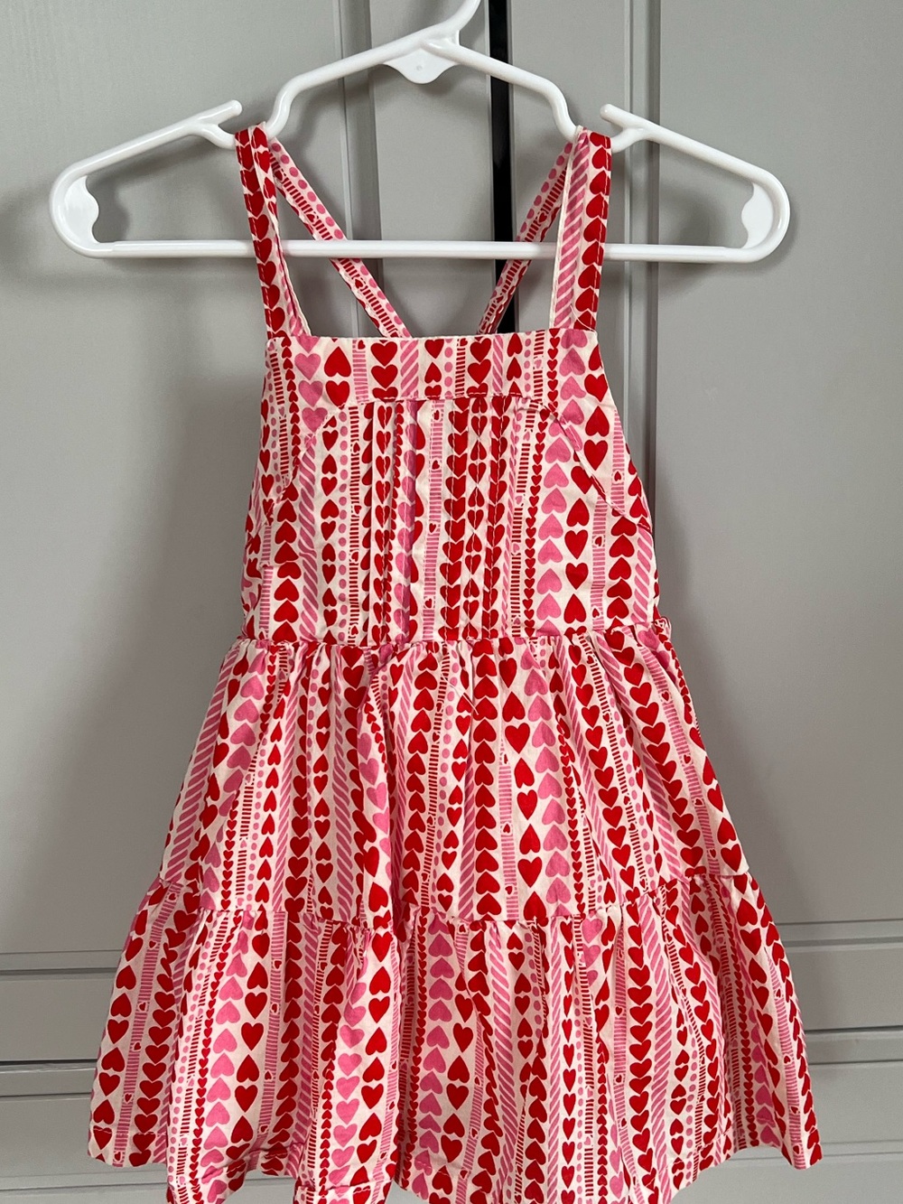 Cat & Jack Pink and Red Heart-Print Tiered Sundress